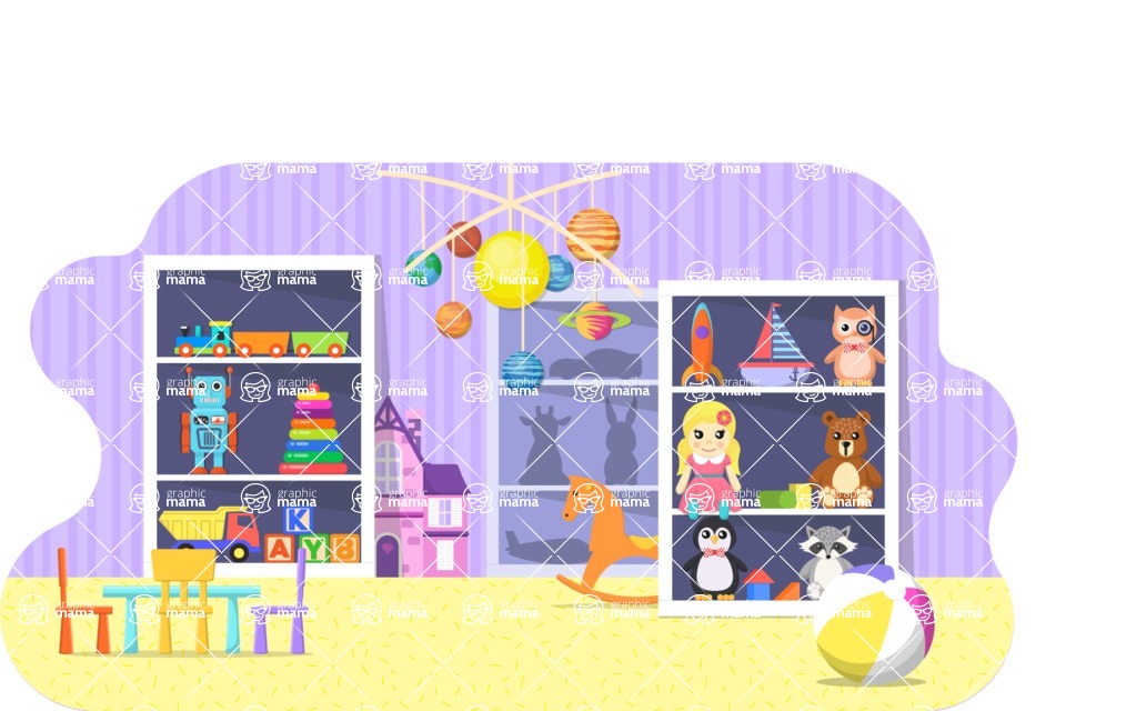 Vector Landscape Mega Bundle - Kids Garden Room Vector Background Illustration